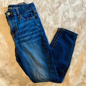 American Eagle Outfitters curvy High Rise Dark Blue Jeans Sz 2 short